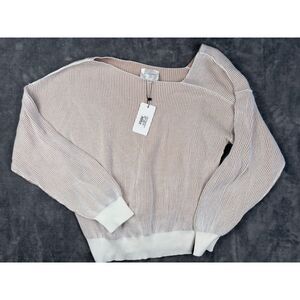 Line and Dot Sweater NWT Favorite Off Shoulder Ribbed Sweater Size Large